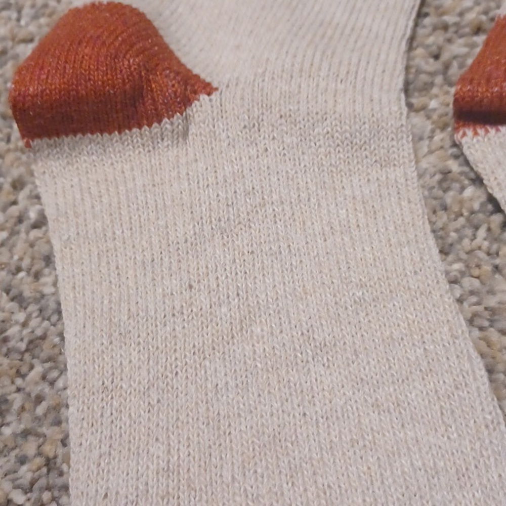 Women's Crew Socks - Yellow Cuff, Cream Body, Brown Accents - Picture 2 of 2